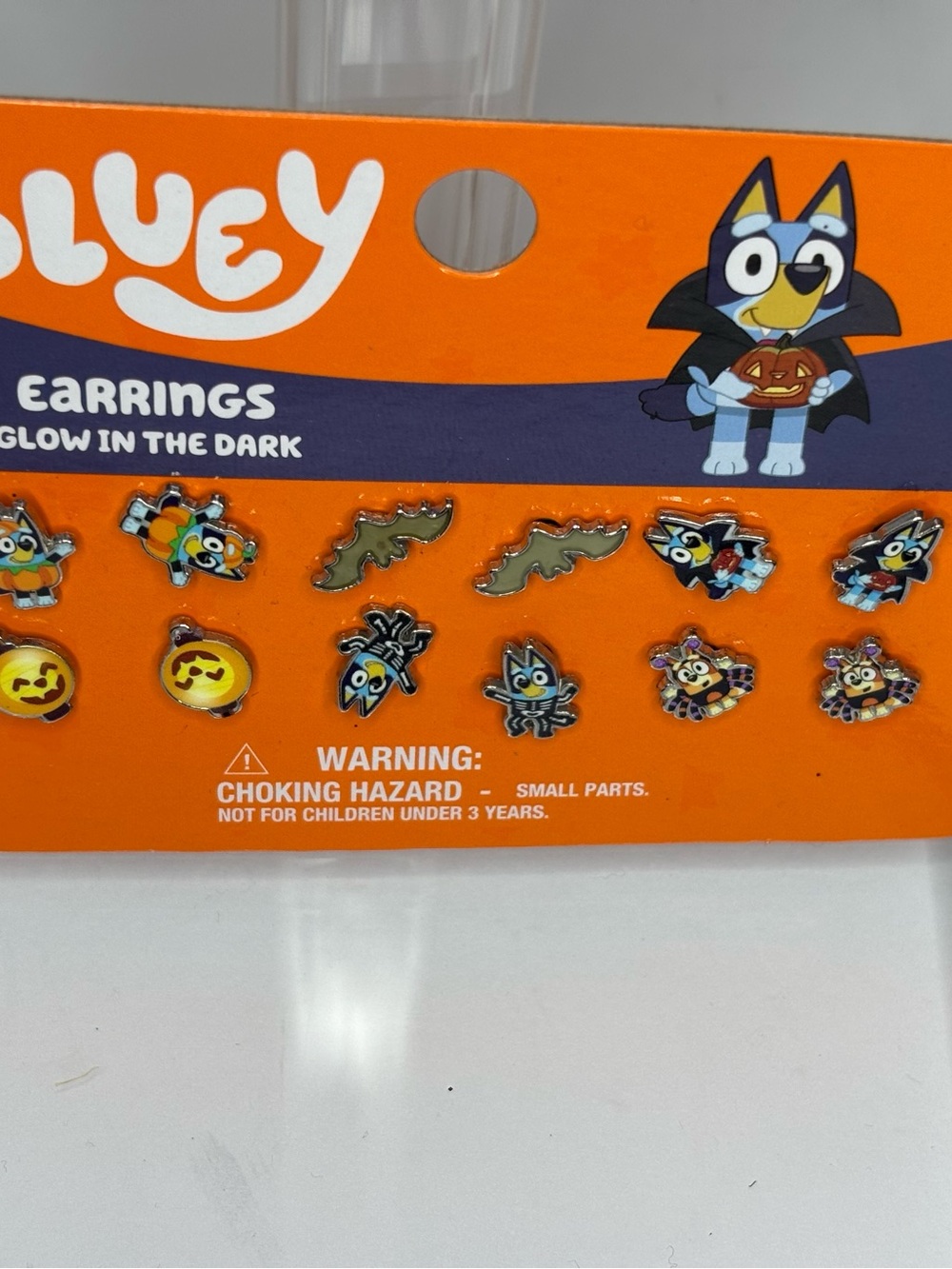 Bluey Kids Halloween Earring Set – Orange & Blue Glow-In-The-Dark
